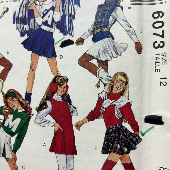 McCall's 6073 -size 12- Cheerleader Costume Pattern uncut- Halloween- dance - Picture 4 of 9